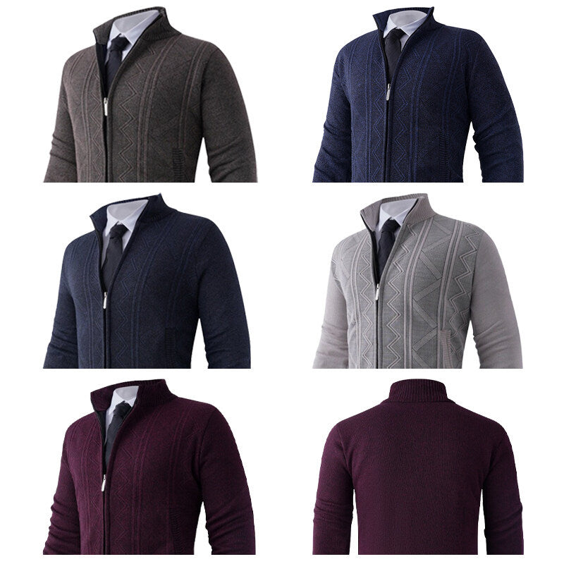 Herren Strickjacke mit modernem Zipper und strukturiertem Design EB