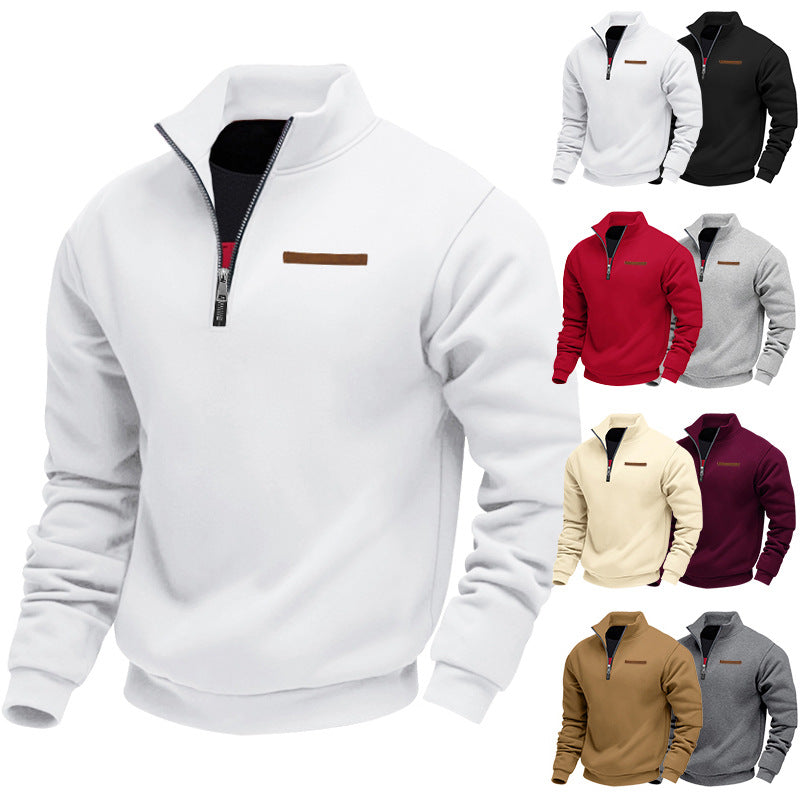 Herren modischer Kapuzenpullover mit halbem Reißverschluss und hochwertigen Details EB