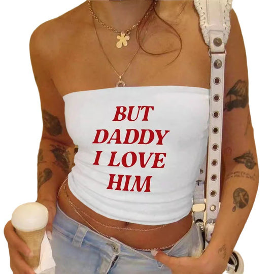 Damen Bandeau-Top mit stylischem Rock-Star-Print EB