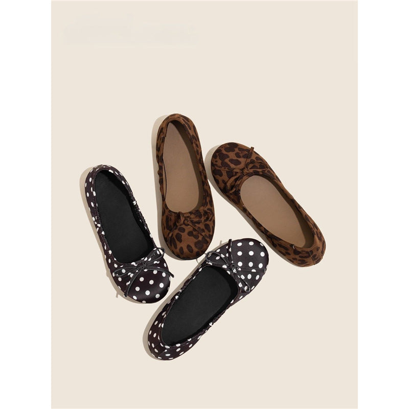 Damen Ballerinas mit punktiertem Design und zierlicher Schleifenapplikation EB