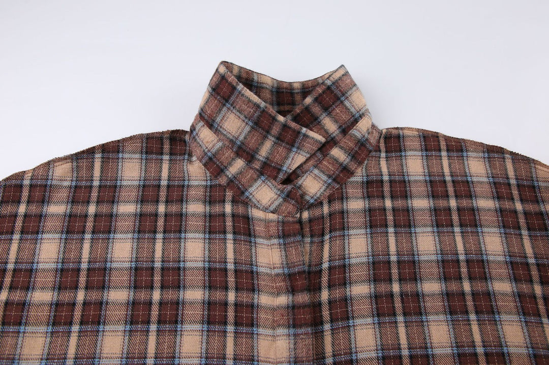 Damen Kariertes Overshirt im lässigen Schnitt mit übergroßen Ärmeln EB