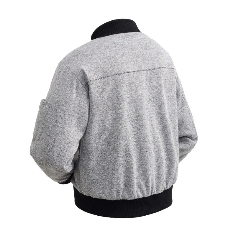 Herren Wollmix-Bomberjacke mit Stehkragen, Rippbündchen und Utility-Ärmeltasche EB