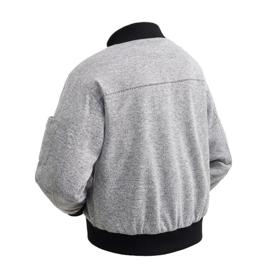 Herren Wollmix-Bomberjacke mit Stehkragen, Rippbündchen und Utility-Ärmeltasche EB