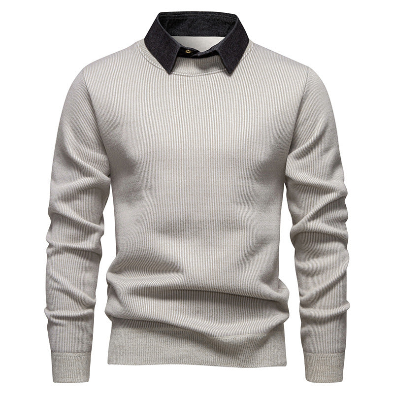 EB | Herren Strickpullover mit Kontrastkragen
