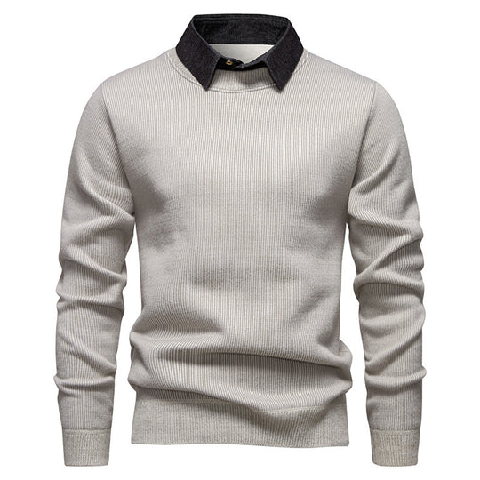 EB | Herren Strickpullover mit Kontrastkragen