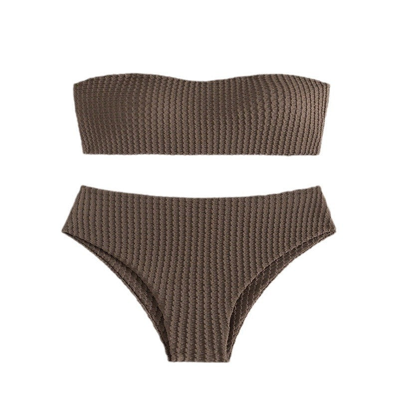 Damen Bandeau-Bikini mit hohem Beinausschnitt und modischem Schnürdetail EB