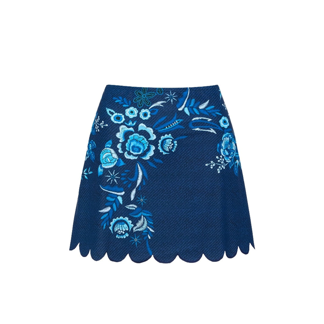 Damen V-Ausschnitt Badeanzug mit verspielten Schleifen und floralen Stickereien EB