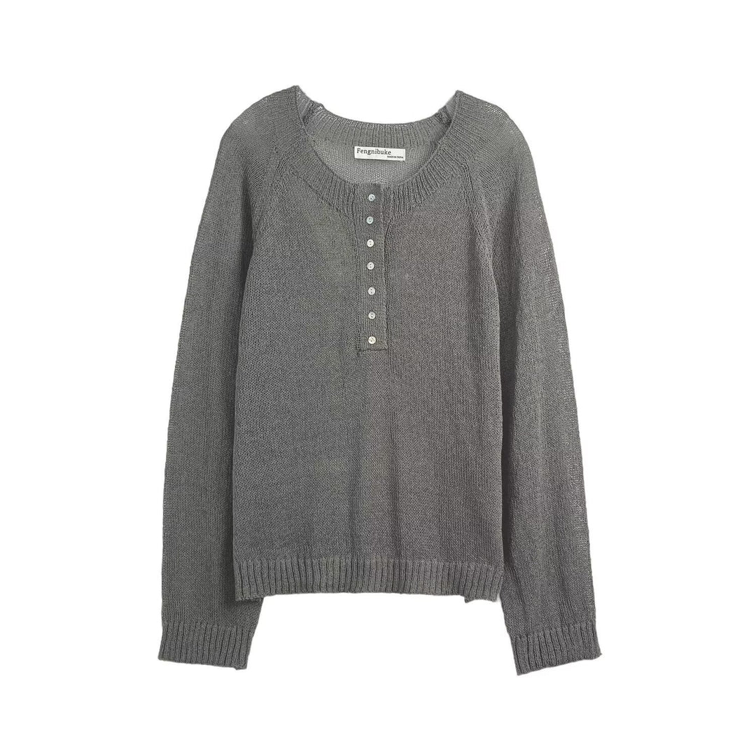 Damen lässiger Pullover mit Knopfdetails EB