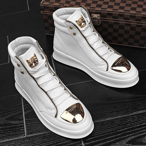 Damen High-Top Sneakers mit goldenen Details und Reißverschluss von EB