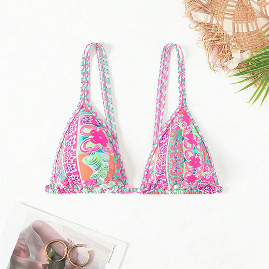 Damen Triangel-Bikinioberteil mit verspieltem Muster EB