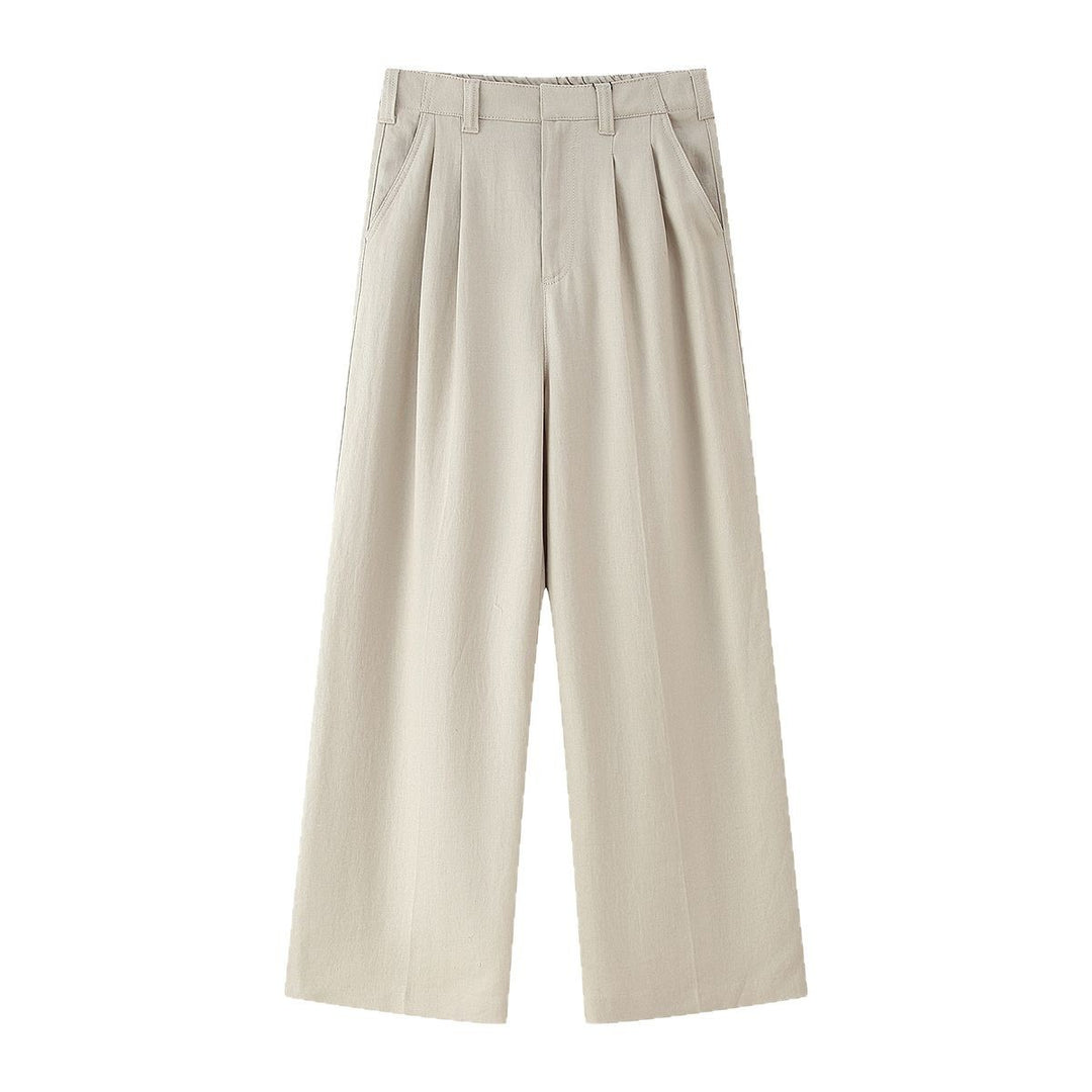 Damen elegante weite Anzughose mit Faltenwurf und hohem Bund EB