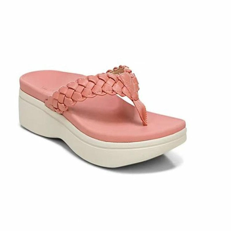 Damen Stylish geflochtene Zehentrenner mit komfortablem Plateau EB