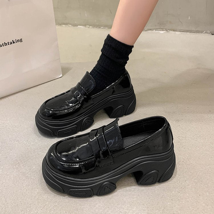 Damen elegante Slip-On Schuhe mit klobigem Absatz EB