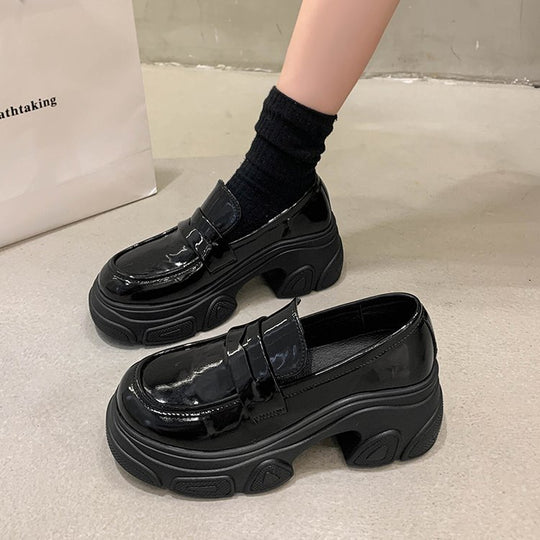 Damen elegante Slip-On Schuhe mit klobigem Absatz EB