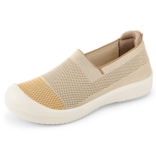 Damen Modische Slip-On Sneakers mit rutschfester und atmungsaktiver Strickoberfläche EB