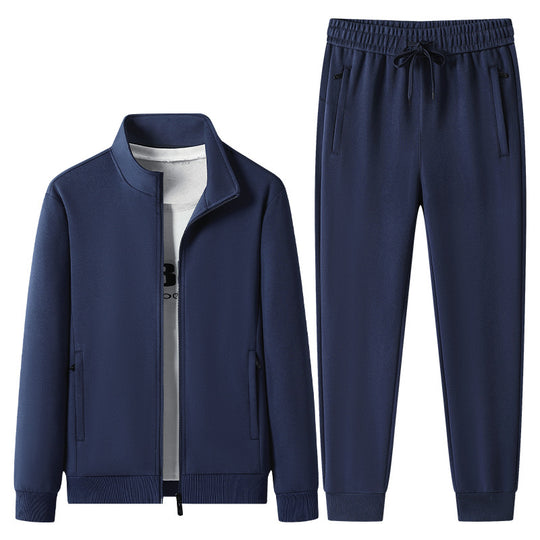 Herren Freizeit-Trainingsanzug Set mit Stehkragen Reißverschlussjacke und Jogginghose aus French Terry EB