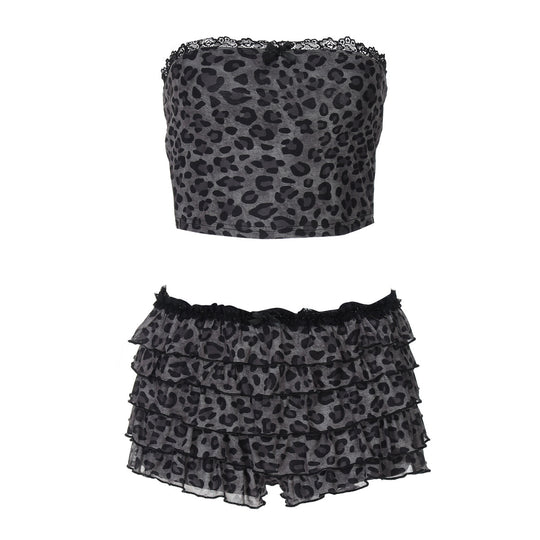 Damen Set aus luftiger Crop-Top und fransigen Shorts EB
