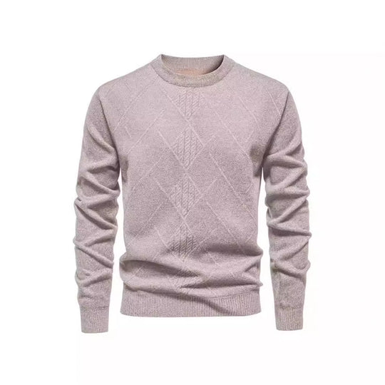 Herren Strickpullover mit strukturiertem Rautenmuster und klassischem Rundhalsausschnitt EB