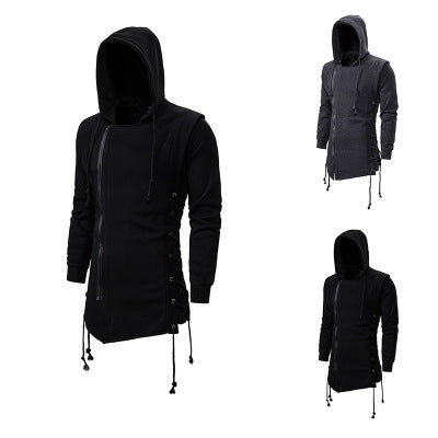 Herren modische Kapuzenshirt mit asymmetrischem Reißverschluss und lässigem Schnitt EB