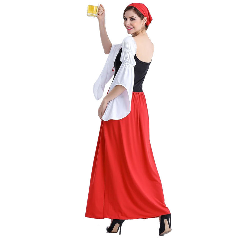 Damen nan Festival-Kostümkleid im Vintage-Bauernstil mit geschnürter Korsage und geraffter Off-Shoulder-Bluse EB