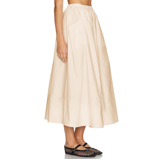 Damen Eleganter Midirock mit raffinierten Falten und elastischem Bund EB