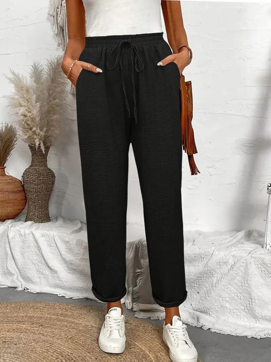 Damen Loungehose mit elastischem Bund und modischen Details EB