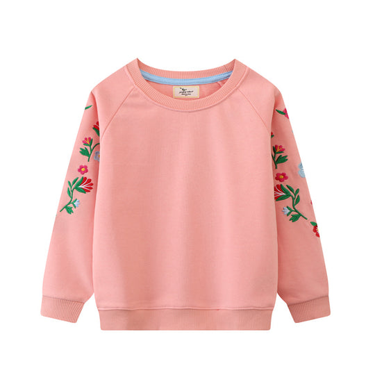 Damen Sweatshirt mit lebhaften Blumenstickereien EB