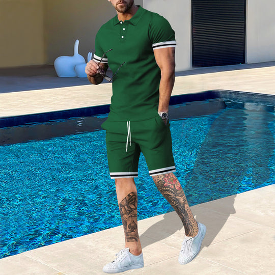 Herren Poloshirt und Shorts-Set mit sportlichen Akzenten EB