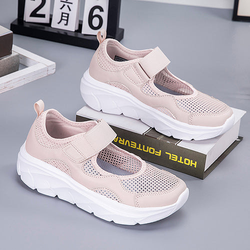 Damen modische Sneakers mit atmungsaktiver Mesh-Oberfläche und praktischem Klettverschluss EB