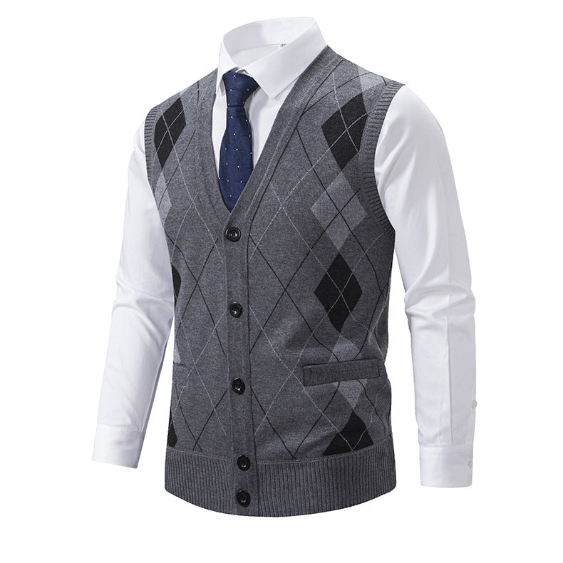 Herren modische Strickweste mit Karomuster EB