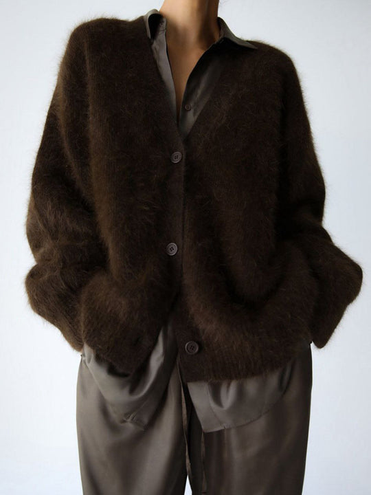 Damen kuscheliger Langarm-Strickcardigan EB