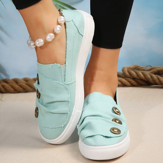 Damen Slip-On Sneakers mit modischen Knopfdetails EB