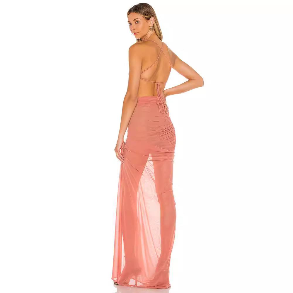 Damen Elegantes Wickelkleid mit tiefer Rückenansicht und fein schwingendem Rock EB