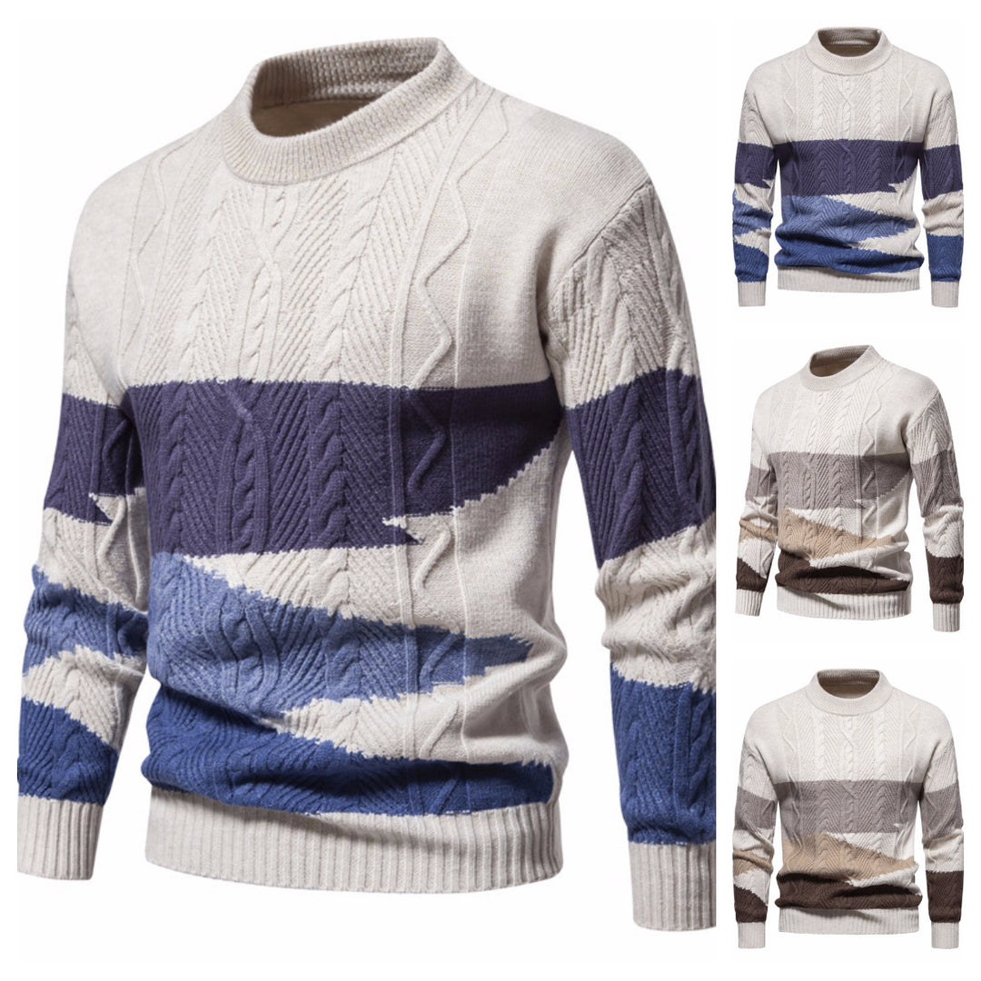 Herren Strickpullover mit modernem Zopfdesign und grafischen Akzenten EB