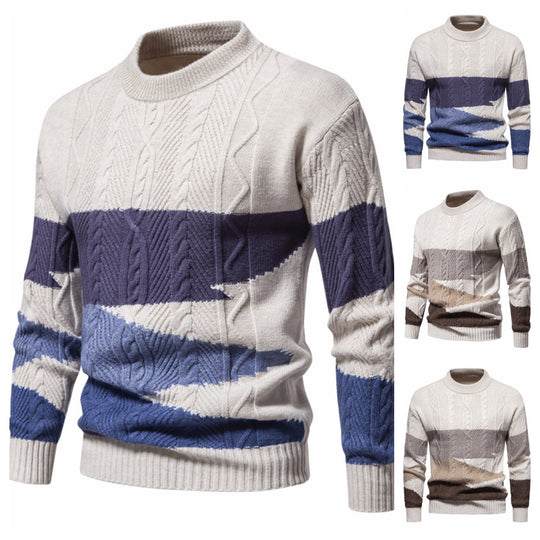 Herren Strickpullover mit modernem Zopfdesign und grafischen Akzenten EB