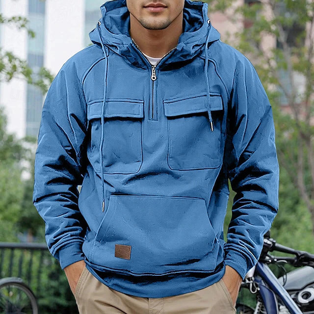 Herren modische Kapuzenjacke mit praktischen Taschen EB