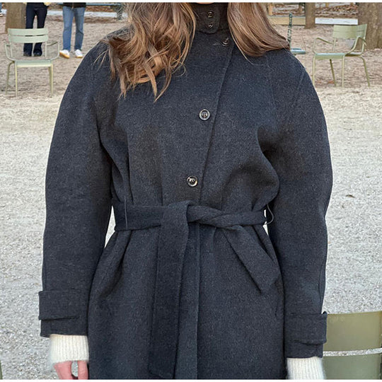 Damen bequeme Trenchcoatjacke mit Gürtel und voluminösen Ärmeln EB