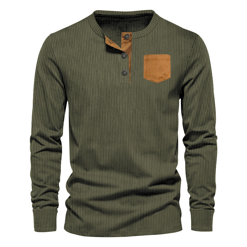 Herren Rippenfeinstrick Langarmshirt mit Slim‑Fit und Stehkragen EB