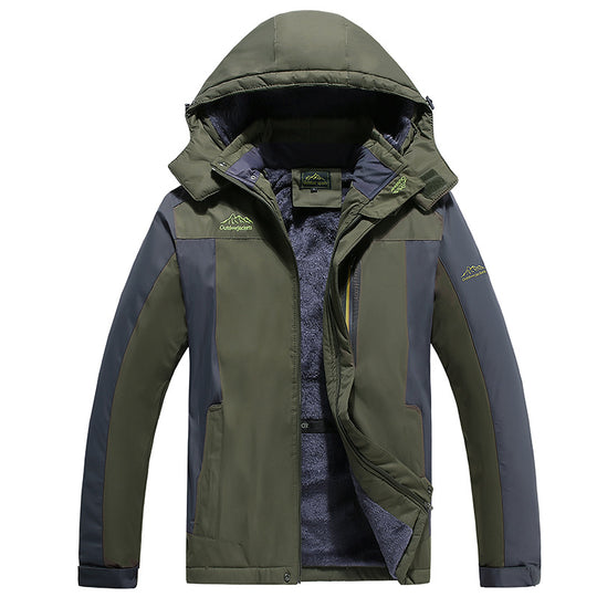 Herren isolierte Fleece-Layer Outdoorjacke mit abnehmbarer Kapuze und winddichter Außenhülle EB