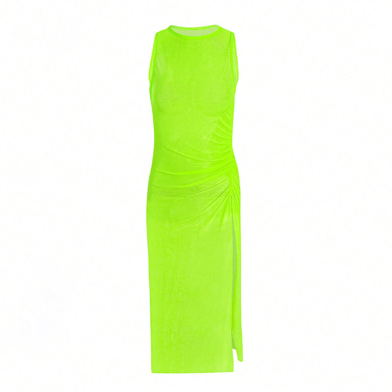 Damen Maxikleid mit seitlichem Raffungselement und trendigem Schnitt EB