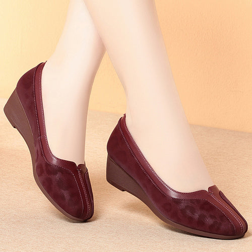 Damen Wedge-Pumps mit elegantem Leopardenmuster und komfortablem Fußbett EB