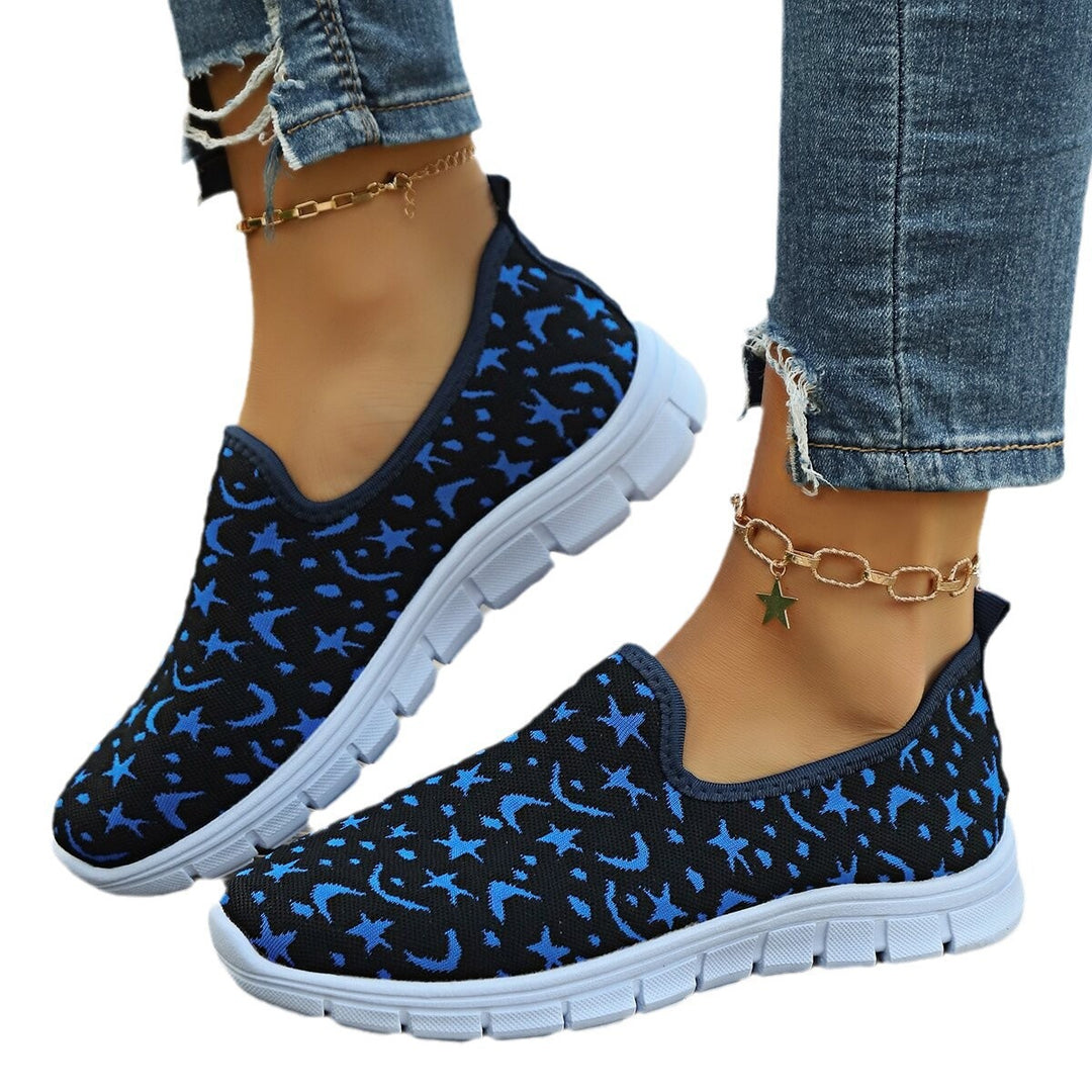 Damen Slip-On Sneakers mit modischem Sternenmuster EB