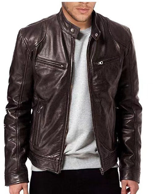 Herren Bikerlederjacke mit asymmetrischem Reißverschluss