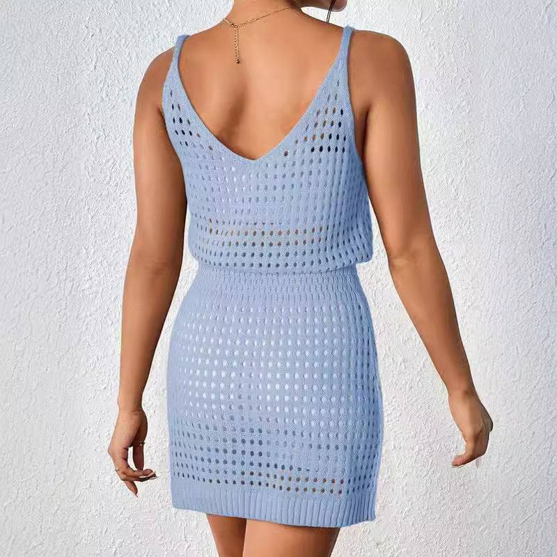 Damen luftiges Häkelkleid im Layering-Stil EB