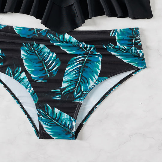 Damen Crop-Top und hohe Taillenhose Set EB