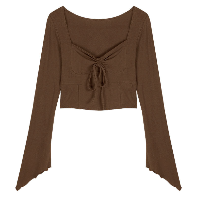 Damen Cropped Langarmshirt mit auffälligem Knoten-Detail EB