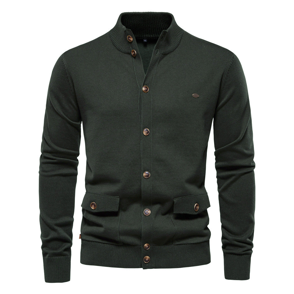 Herren Strickjacke mit modernem Stehkragen und praktischen Knöpfen EB