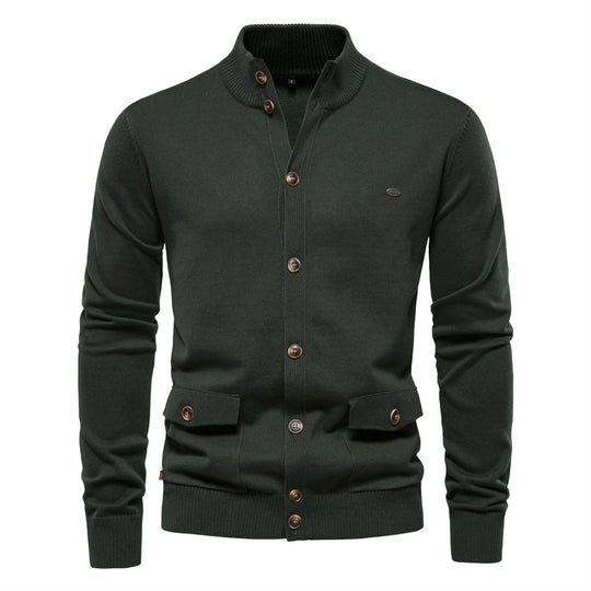 Herren Strickjacke mit modernem Stehkragen und praktischen Knöpfen EB