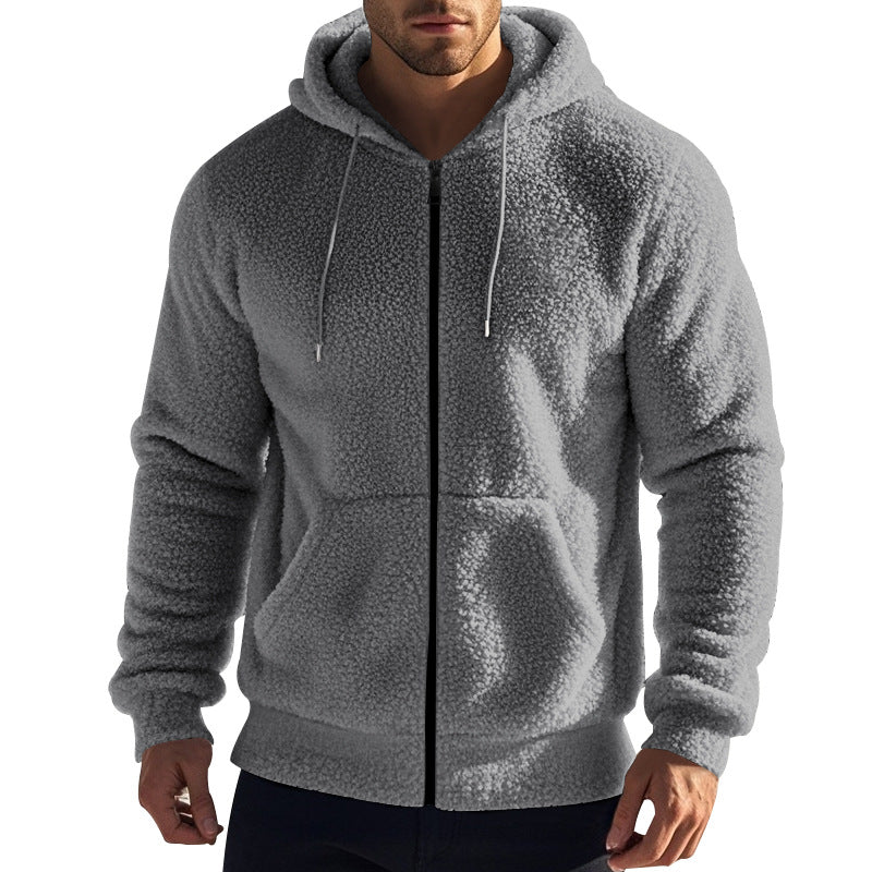 Herren weicher Fleece-Hoodie mit praktischen Taschen und Reißverschluss EB