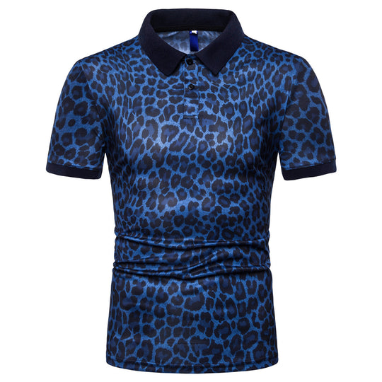 Herren Polo-Shirt mit aufregendem Leopardenmuster und modernem Schnitt EB